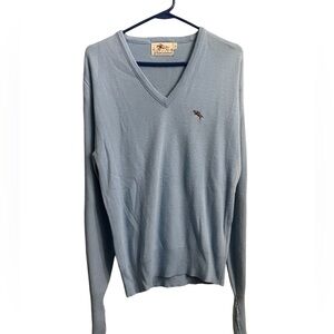 Vintage STEEPLECHASE V NECK SWEATER Light Blue Men's Medium Made in USA indie